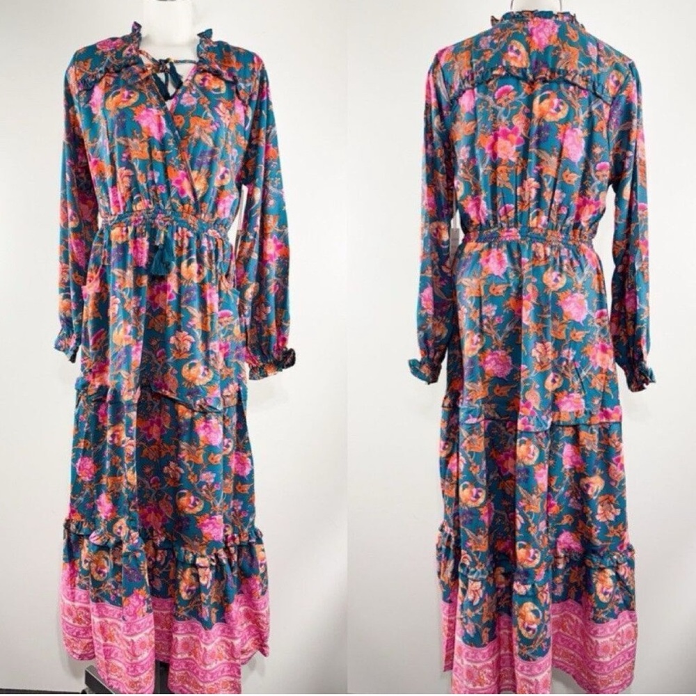 NWT Anthropologie boemo Floral Long Sleeve Maxi Dress boho Sz s fairy